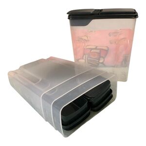 Transparent Food Storage Containers with Black Lids - CEREAL CONTAINERS